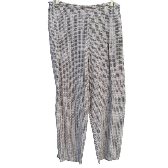 Cherokee Womens Grey White Checkered Lightweight Flowy Drawstring Waist Pants XL - Picture 1 of 9